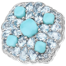Load image into Gallery viewer, 6.18 Carat Genuine Turquoise and Blue Topaz .925 Sterling Silver Ring