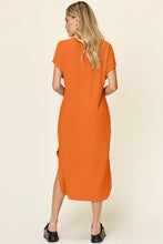 Load image into Gallery viewer, Double Take Full Size Round Neck Short Sleeve Slit Dress Stylish & Comfortable Casual Dress