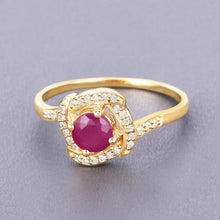 Load image into Gallery viewer, 0.63 Carat Genuine Ruby and White Diamond 14K Yellow Gold Ring