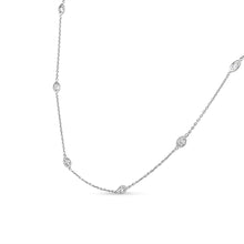 Load image into Gallery viewer, 14K White Gold 1.00 Cttw Bezel Set Round Diamond Marquise Shaped Milgrain Station 18" Collar Necklace (G-H Color, SI1-SI2 Clarity)