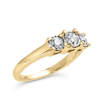Load image into Gallery viewer, 10K Yellow Gold 1/2 Cttw Miracle Set Round Diamond Three Stone Illusion Plate Ring (I-J Color, I2-I3 Clarity) - Size 7
