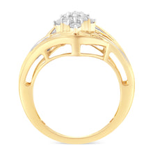 Load image into Gallery viewer, 10K Yellow Gold Diamond Bypass Cluster Ring (1 Cttw, I-J Color, I2-I3 Clarity) - Size 7