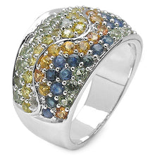 Load image into Gallery viewer, 3.60 Carat Genuine Multi Sapphire .925 Sterling Silver Ring