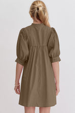 Load image into Gallery viewer, Pink Puff Sleeve Mini Dress Casual and Feminine Dress for Women Simple Classic Summer Dress