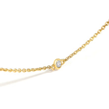Load image into Gallery viewer, 14K Yellow Gold Bezel Set Alternating Green Emerald and Diamond Station Necklace - 18" Inches