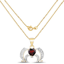 Load image into Gallery viewer, 14K Yellow Gold Plated 1.05 Carat Genuine Garnet and White Topaz .925 Sterling Silver Pendant