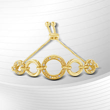 Load image into Gallery viewer, 10K Yellow Gold over .925 Sterling Silver Diamond Accented Graduated Infinity Open Circle 6â€-9†Adjustable Bolo Bracelet