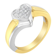 Load image into Gallery viewer, 14K Two-Toned Gold Princess-Cut Diamond Heart Promise Ring (1/4 Cttw, H-I Color, I1-I2 Clarity) - Size 6