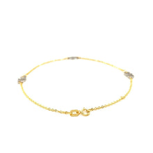 Load image into Gallery viewer, 14k Two Tone Gold Entwined Heart Stationed Anklet