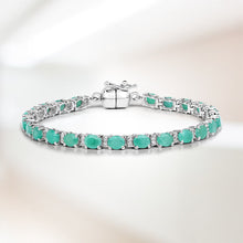 Load image into Gallery viewer, 6.96 Carat Genuine Emerald and White Topaz .925 Sterling Silver Bracelet
