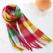 Load image into Gallery viewer, New Luxury Winter Soft Head Wraps Plaid Scarf Shawls Cashmere Warm Cashmere Scarves Rainbow For Women