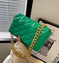 Load image into Gallery viewer, New Adorable Women's Handbag Green Small Flap Shoulder Bag In Thick Metal Chain Women's Clutch Bags Luxury Ladies Shoulder Purse
