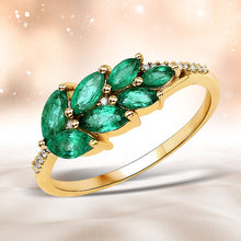 Load image into Gallery viewer, 0.68 Carat Genuine Zambian Emerald and White Diamond 14K Yellow Gold Ring