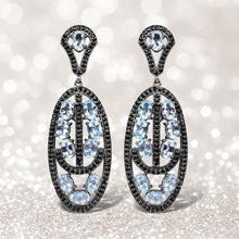 Load image into Gallery viewer, 13.80 Carat Genuine Blue Topaz and Black Spinel .925 Sterling Silver Earrings