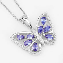 Load image into Gallery viewer, 1.75 Carat Genuine Tanzanite and White Zircon .925 Sterling Silver Pendant