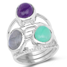 Load image into Gallery viewer, 4.00 Carat Genuine Multi Stone .925 Sterling Silver Ring