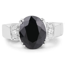 Load image into Gallery viewer, 5.29 Carat Genuine Black Sapphire and White Topaz .925 Sterling Silver Ring