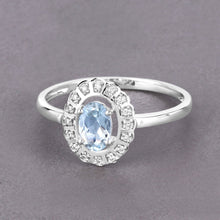 Load image into Gallery viewer, 0.44 Carat Genuine Aquamarine and White Diamond 14K White Gold Ring