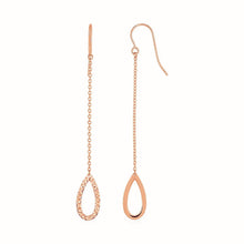 Load image into Gallery viewer, Textured Pear Shaped Long Drop Earrings in 14k Rose Gold