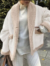 Load image into Gallery viewer, Fuzzy Collared Neck Long Sleeve Jacket with Buttoned Closure and Cozy Pockets
