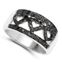 Load image into Gallery viewer, 0.32 Carat Genuine Black Diamond .925 Sterling Silver Ring
