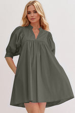 Load image into Gallery viewer, Pink Puff Sleeve Mini Dress Casual and Feminine Dress for Women Simple Classic Summer Dress