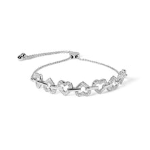 Load image into Gallery viewer, .925 Sterling Silver 1/2 Cttw Diamond Alternating Heart Link Adjustable Bolo Bracelet (I-J Color, I3 Clarity) - 4" to 10" Inches