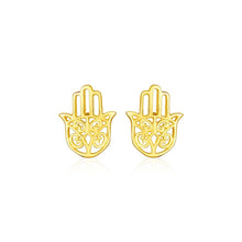 Load image into Gallery viewer, 14k Yellow Gold Polished Hand of Hamsa Post Earrings
