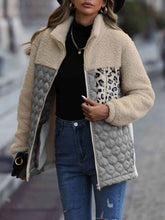 Load image into Gallery viewer, Unique Autumn Leopard Color Block Zip-Up Jacket Trendy Lightweight Jacket with Pockets Charming Winter Jacket