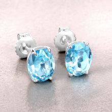 Load image into Gallery viewer, 4.00 Carat Genuine Swiss Blue Topaz .925 Sterling Silver Earrings
