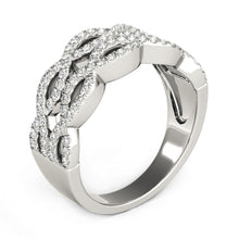 Load image into Gallery viewer, Diamond Studded Double Interlocking Waves Ring in 14k White Gold (5/8 cttw)
