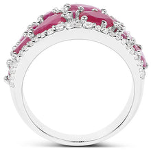 Load image into Gallery viewer, 3.89 Carat Genuine Ruby and White Zircon .925 Sterling Silver Ring