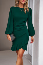 Load image into Gallery viewer, Elegant Black Ruffled Balloon Sleeve Mini Dress Luxury & Playful Statement Piece Simple Dress