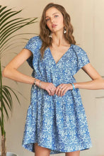Load image into Gallery viewer, New Summer Printed V-Neck Ruffle Sleeve Mini Dress For Summer β Feminine Floral Print Dress, Stylish, Fashionable, Flirty & Fun
