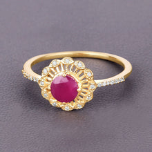 Load image into Gallery viewer, 0.68 Carat Genuine Ruby and White Diamond 14K Yellow Gold Ring