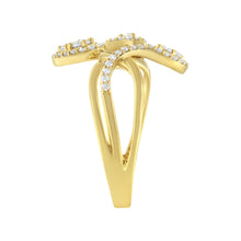 Load image into Gallery viewer, 10K Yellow Gold 1/2 Cttw Round-Cut Diamond Layered Crossover Triple Leaf Bypass Ring (I-J Color, I1-I2 Clarity) - Size 7