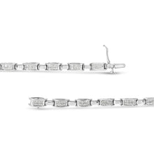 Load image into Gallery viewer, 14K White Gold 2.0 Cttw Princess Cut Invisible Set Diamond Rectangular Link Bracelet (I-J Color, I1-I2 Clarity) - 7.25"