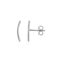 Load image into Gallery viewer, 14k White Gold Curve Climber Post Earrings
