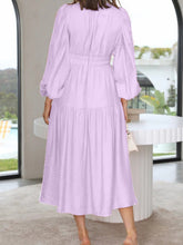 Load image into Gallery viewer, Lightweight Deep V-Neck Balloon Sleeve Maxi Dress Elegant & Flowing Silhouette Unique Dress