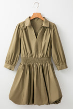 Load image into Gallery viewer, Elegant Green Sleeve Mini Dress Timeless Smocked Design Vintage Dress For Women