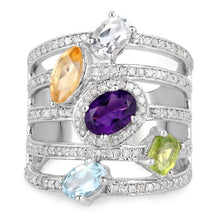 Load image into Gallery viewer, 3.66 Carat Genuine Multi Stones .925 Sterling Silver Ring