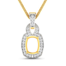 Load image into Gallery viewer, 0.25 Carat Genuine White Diamond 14K Yellow Gold Semi Mount Pendant - holds 9x7mm Cushion Gemstone
