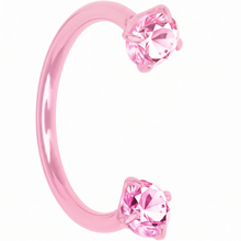 Load image into Gallery viewer, Pink Double Gem Horseshoe Nose Ring - Solid Titanium Anodized