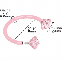 Load image into Gallery viewer, Pink Double Gem Horseshoe Nose Ring - Solid Titanium Anodized