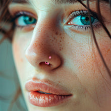 Load image into Gallery viewer, Pink Double Gem Horseshoe Nose Ring - Solid Titanium Anodized