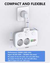 Load image into Gallery viewer, LDNIO Power Strip Adapter for Europlug 4 USB Output Electrical Socket With Extension Cable Surge Protector Home Plug SE2435