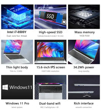 Load image into Gallery viewer, 2025 15.6" Windows 11 Pro Laptop Computer Intel Core i7 8500Y 16GB 1TB Laptops Office Computer Fingerprint Unlock Notebook PC
