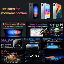 Load image into Gallery viewer, 2025 Original New Pad 6s Pro Tablet Android14 Snapdragon888 11inch HD 16GB+1TB 12000mAh 5G Dual SlM Bluetooth WiFi GPs Tables