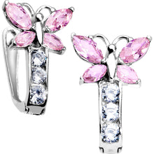 Load image into Gallery viewer, 14k White Gold Butterfly October Birthstone Leverback Earrings
