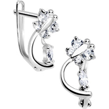 Load image into Gallery viewer, 14k White Gold Clear Cubic Zirconia Dragonfly Earrings